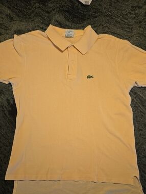 Lacoste Women's Polo Shirt in Pale Yellow with Green Crocodile Logo